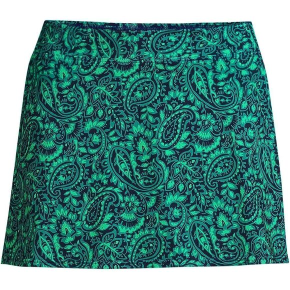 Land's End chlorine resist control navy emerald Decor Paisley swim skirt 14P - Picture 5 of 6